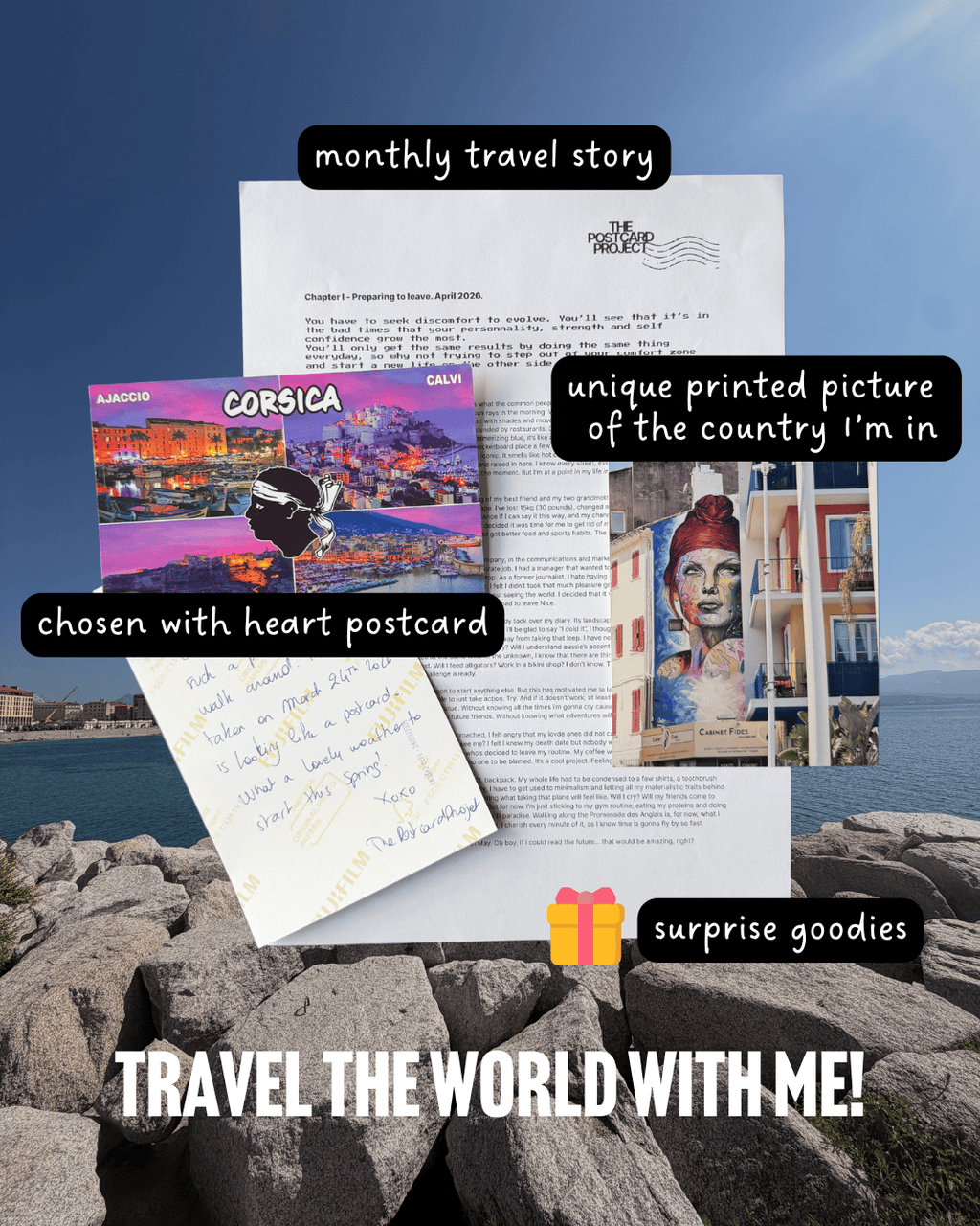 Monthly subscription handwritten Postcard + goodies