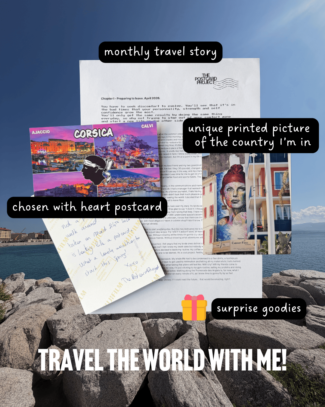 Monthly subscription handwritten Postcard + goodies